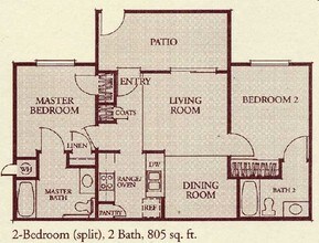 2 Beds, 2 Baths Model floor plan